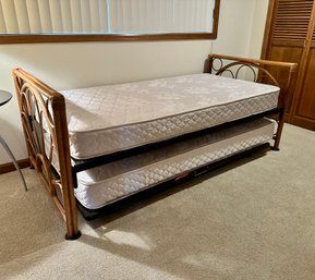 Vintage Rattan Trundle Bed