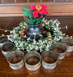 Flower Wreaths, Silver Napkin Rings & Ceramic