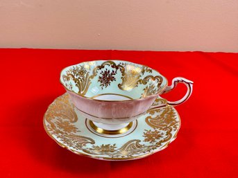 Paragon Mint Green And Gold Cup And Saucer