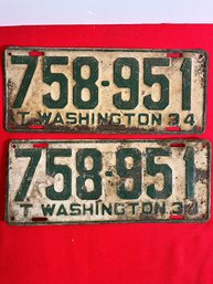 2 Matching Washington License Plates