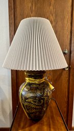 Brown Lamp With Faux Carving