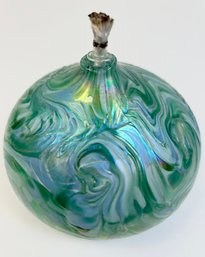 Signed Iridescent Blacksheep Glass 2005 Oil Lamp