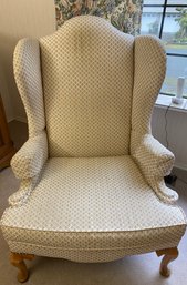 Wing Back Chair With Pattern Fabric