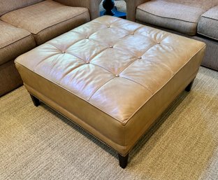 Ethan Allen Ottoman Beige Leather