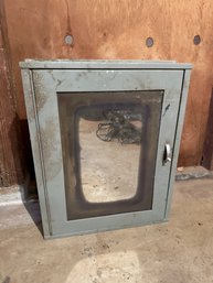 Vintage Metal Cabinet With Mirror