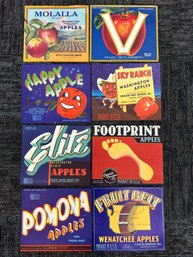 Lot Of 8 Vintage Apple Crate Labels