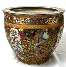 Vintage Asian Porcelain Fishbowl Planter