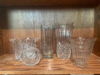 Lot Of 5 Cut Glass & Crystal Vases
