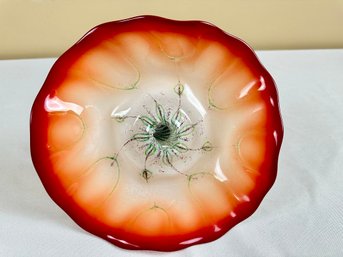Hand Blown Cahaba Lily By Cam Langley Red