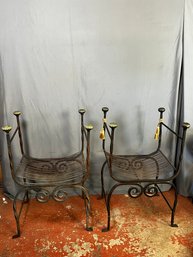 Pair Of Metal Savonarola Chairs