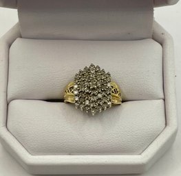 Diamond Cluster 14k Gold Ring - Size 5.75