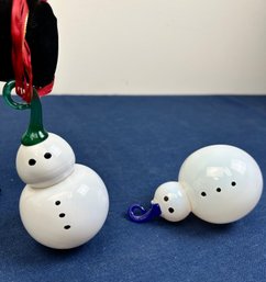 Vintage Glass Blown Snowman Christmas Ornaments