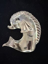 Murano Licio Zanetti Clear Glass Seahorse Fish
