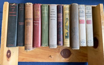Lot Of Vintage Books With Fruit Crate