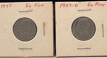 1957-D & 1957 Nickels All Noted Extremely Fine By Previous Owner