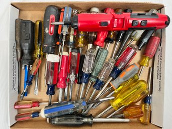 Lot Of Large Screwdrivers. Craftsman, Stanley, Great Neck.