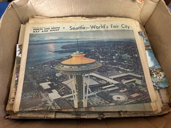 Box Lot Of Vintage Newspapers: Seattle Worlds Fair