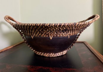 Decorative Wood And Woven Bowl/basket