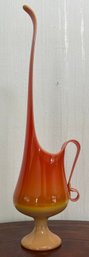 Bittersweet  Orange Slag Glass Pitcher By LE Smith
