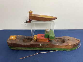 Lot Of 2 Vintage Wooden Toy Boats