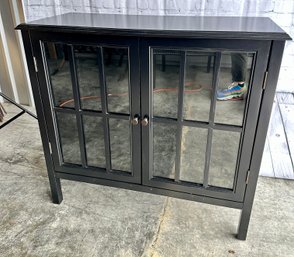 Small Glass Front Display Cabinet Black