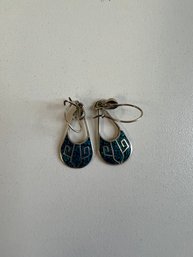 Silver & Turquoise Earrings-marked Mexico 925