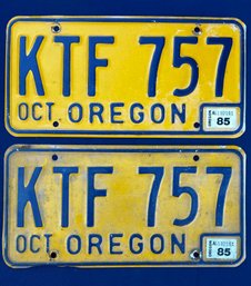 Pair Of Vintage Oregon State License Plates