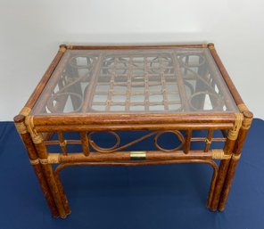 Vintage Franco Albini Style Rattan Glass Top Table