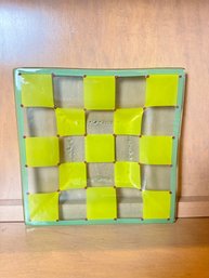 Yellow And Green Glass Tray