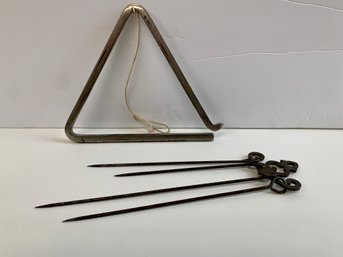 Metal Triangle And Garden Stakes