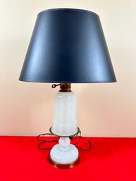 Vintage Opaline Lamp With Edwards Shade