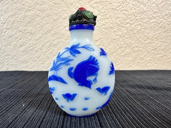 Blue Chinese Peking Glass Snuff Bottle