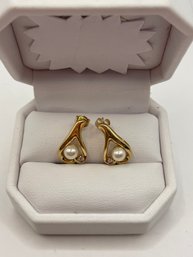 14k Gold And Pearl Earrings