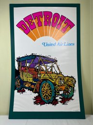 1969 United Airlines Travel Poster 'Detroit '