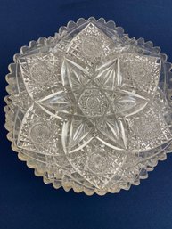 8 Cut Pressed Glass Plates