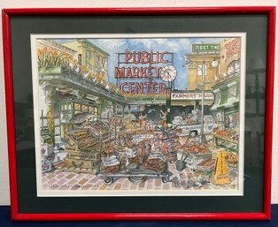 Getting Ready For The Day Pike Place Market By Sarah Clementson Yaeger, Framed & Matted