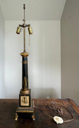 Tall Toll Painted Lamp W/Claw Feet