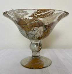 Glass Footed Vase With Shells