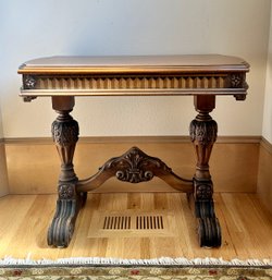 Antique Carved Wood Inlay Side Table