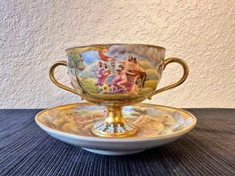 Capodimonte Gold Gilded Two Handled Cup And Saucer -local Pick Up