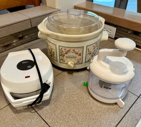 Lot Of Three Small Kitchen Appliances: Waffle, Crock Pot And More