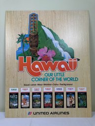 United Airlines Hawaiian Islands Travel Poster On Thick Cardboard