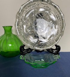 Lot Of Vintage Glass Including Heisey Glass Dish