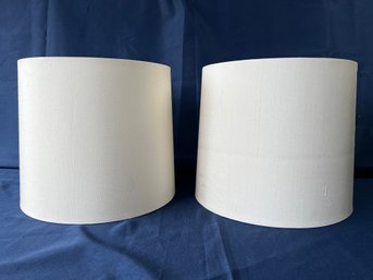 2 White Round Lampshades.