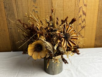 Dried Flower Arrangement In Metal Vase *LOCAL PICKUP ONLY - NO SHIPPING*