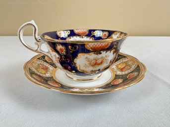 Royal Albert Cobalt And Gold Floral Cup And Saucer