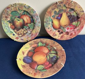 3 Limoges Fruit Decorative Plates.