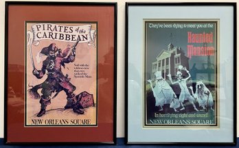 Pair Of New Orleans Square Framed Art, Pirates Of The Caribbean & Haunted Mansion