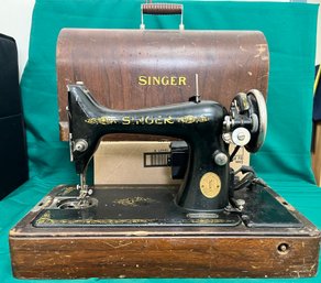Vintage Singer Sewing Machine And Cover