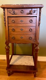 Antique French Side Table With Marble Top